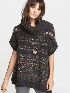 Free People Snow Bunny Cowl-Neck Fair-Isle Sweater Size Small Boho Cottagecore